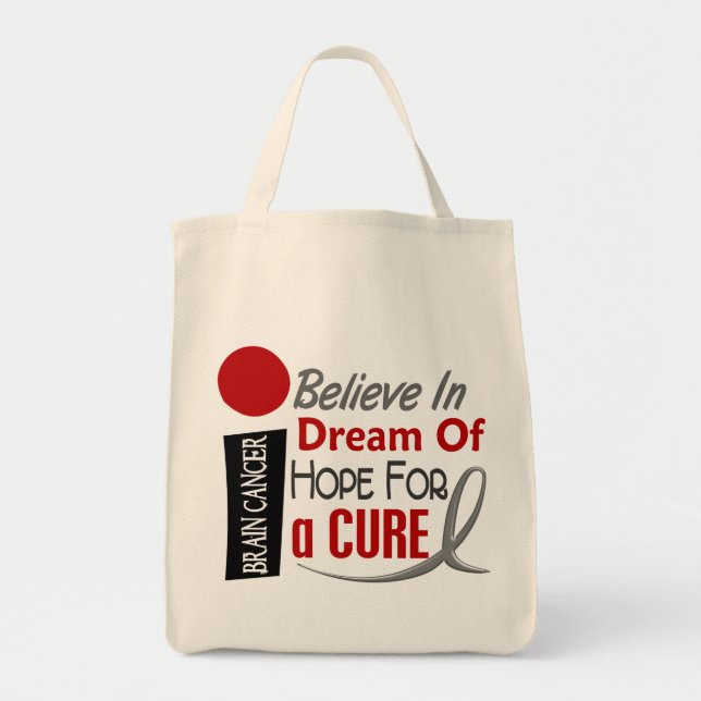 Brain Cancer BELIEVE DREAM HOPE Tote Bag (Front)