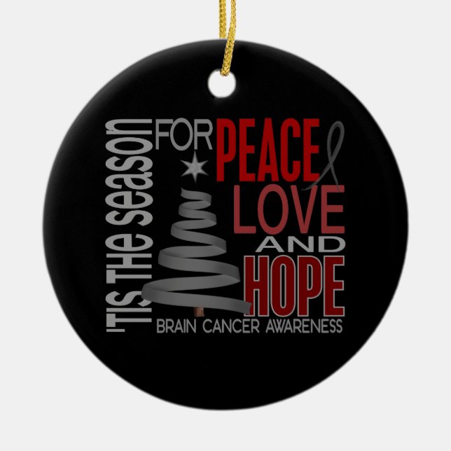 Brain Cancer Christmas 1 Ornaments (Front)