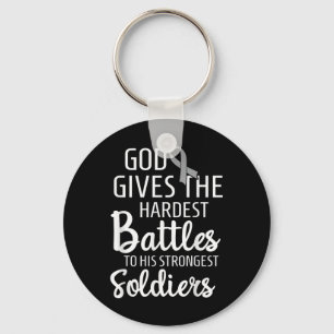 Brain Cancer Fighter Survivor Motivational Grey Ri Key Ring