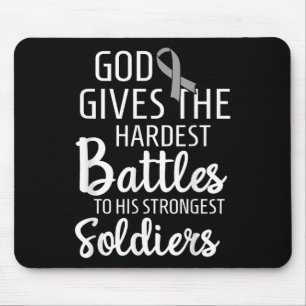 Brain Cancer Fighter Survivor Motivational Grey Ri Mouse Pad