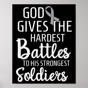 Brain Cancer Fighter Survivor Motivational Grey Ri Poster