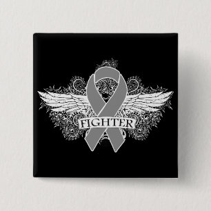 Brain Cancer Fighter Wings 15 Cm Square Badge