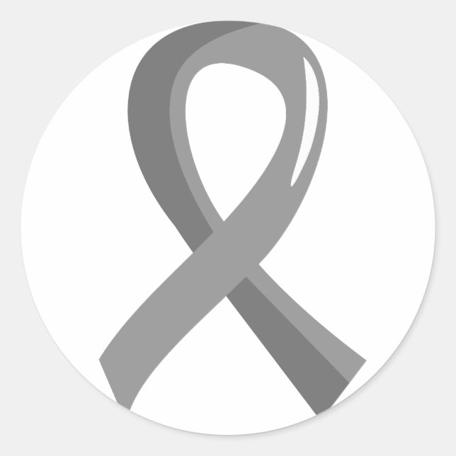 Brain Cancer Grey Ribbon 3 Classic Round Sticker (Front)