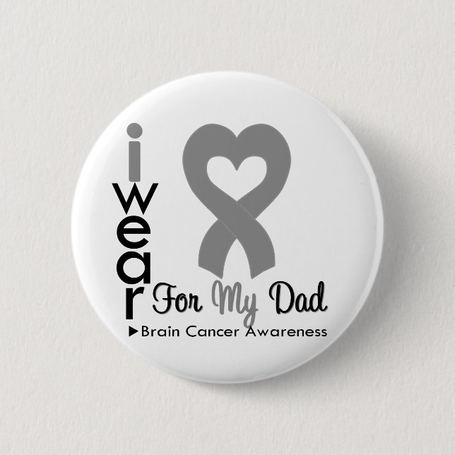 Brain Cancer Heart Ribbon For My Dad 6 Cm Round Badge (Front)