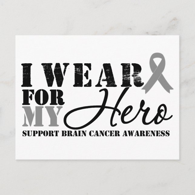 Brain Cancer Hero Grey Ribbon Postcard (Front)