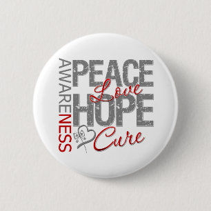 Brain Cancer Peace Love Cure 6 Cm Round Badge