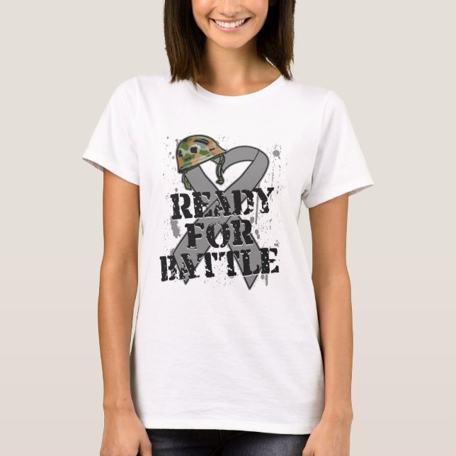 Brain Cancer Ready For Battle T-Shirt (Front)