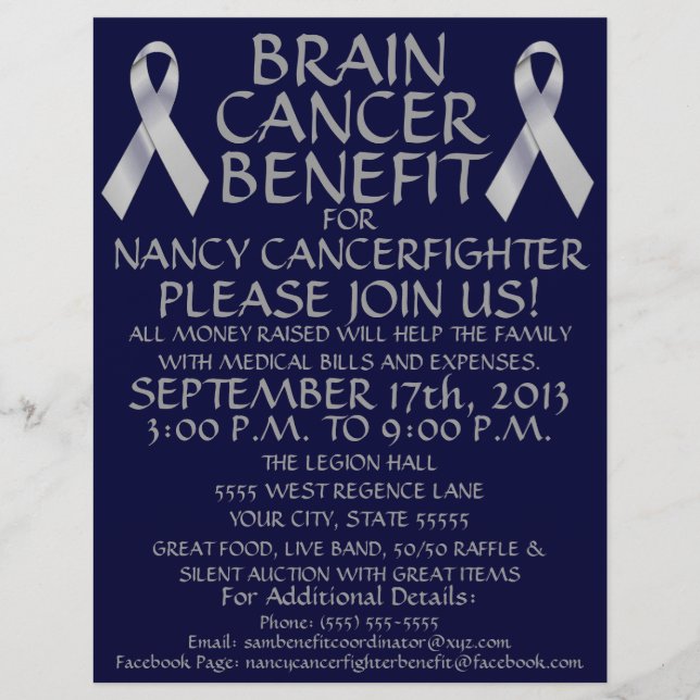 Brain Cancer Ribbon Benefit Flyer (Front)