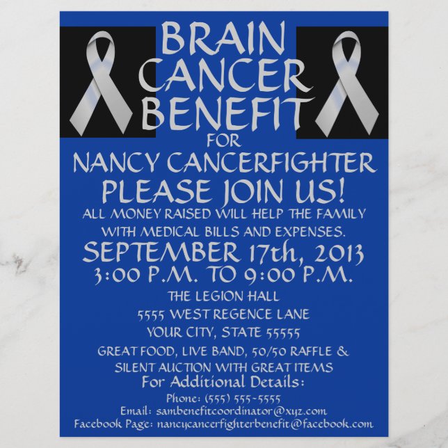 Brain Cancer Ribbon Benefit Flyer (Front)