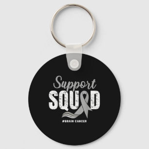 Brain Cancer Support Squad Grey Ribbon Brain Tumou Key Ring