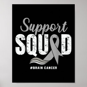 Brain Cancer Support Squad Grey Ribbon Brain Tumou Poster