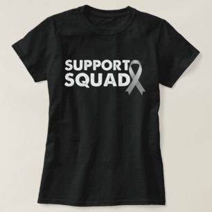 Brain Cancer Support Squad Grey Ribbon Gift T-Shirt