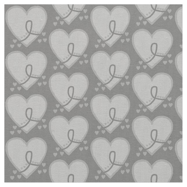 Brain Cancer Survival Heart Fabric (Close Up)