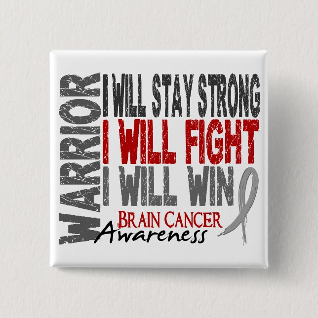 Brain Cancer Warrior 15 Cm Square Badge (Front)