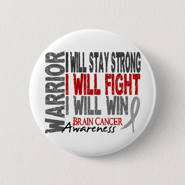 Brain Cancer Warrior 6 Cm Round Badge (Front)
