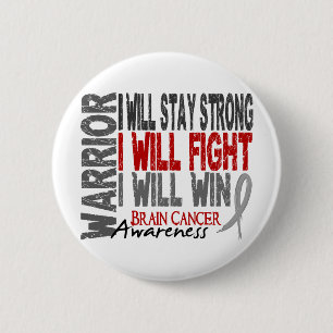 Brain Cancer Warrior 6 Cm Round Badge