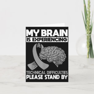 Brain Cancer Warrior Chemo Grey Awareness Ribbon Card