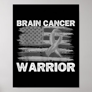 Brain Cancer Warrior Dad Men Usa Flag Brain Cancer Poster