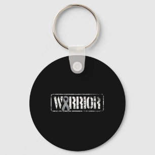 Brain Cancer Warrior - Grey Military Style Ribbon Key Ring