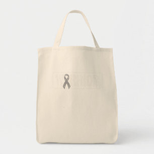 Brain Cancer Warrior - Grey Military Style Ribbon Tote Bag