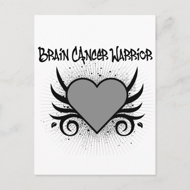 Brain Cancer Warrior Heart Postcard (Front)
