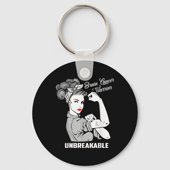 Brain Cancer Warrior Unbreakable Awareness Gift  Key Ring (Front)