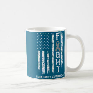 Brain Cancer Warrior Us Flag Awareness Ribbon Coffee Mug