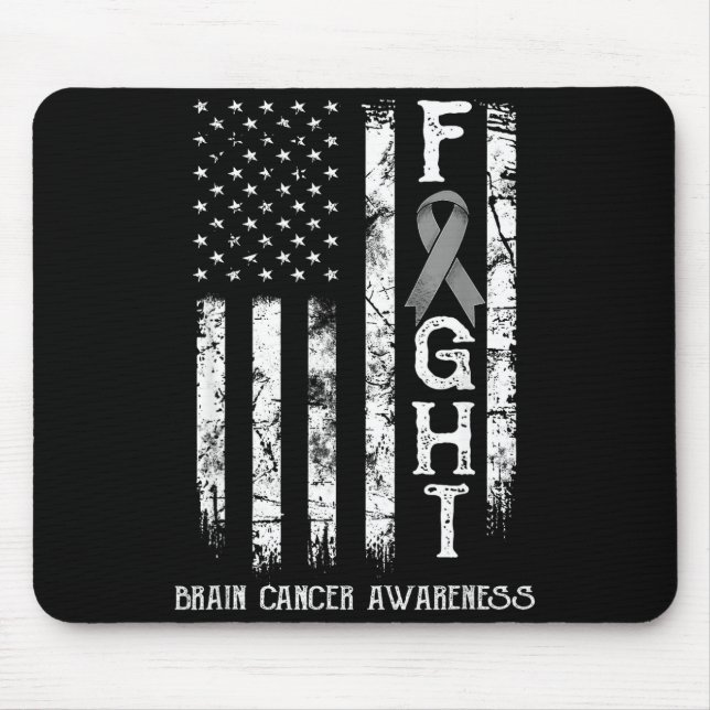 Brain Cancer Warrior Us Flag Awareness Support Mouse Pad (Front)