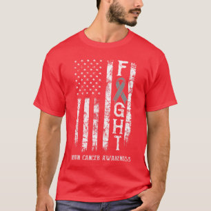 Brain Cancer Warrior US Flag friends T-Shirt