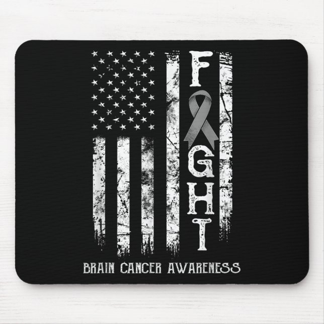 Brain Cancer Warrior Us Flag  Mouse Pad (Front)