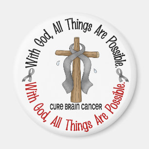 Brain Cancer WITH GOD CROSS 1 Magnet