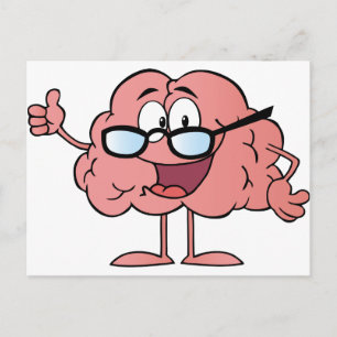 Brain Cartoon Character Giving The Thumbs Up Postcard