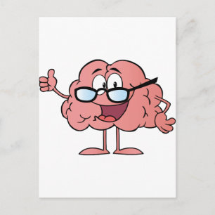 Brain Cartoon Character Giving The Thumbs Up Postcard