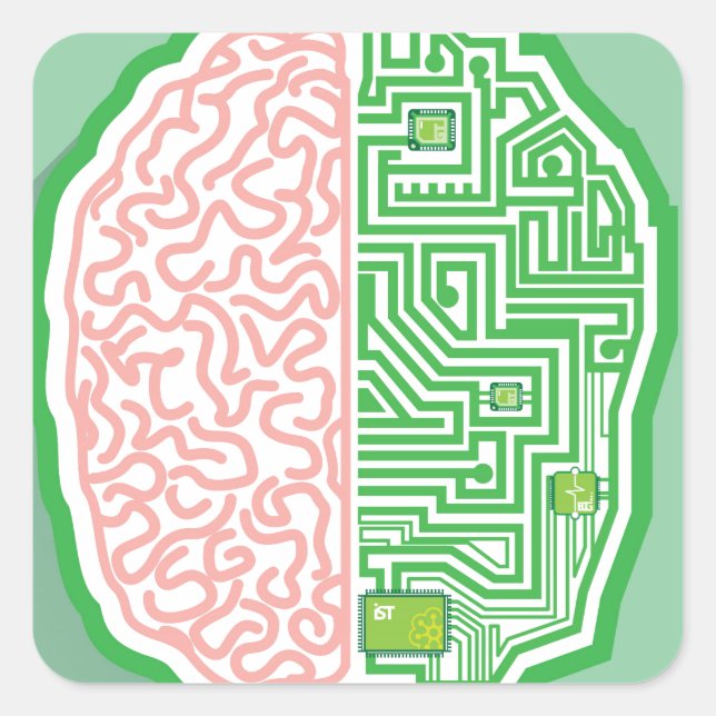 Brain Circuit vector Square Sticker (Front)