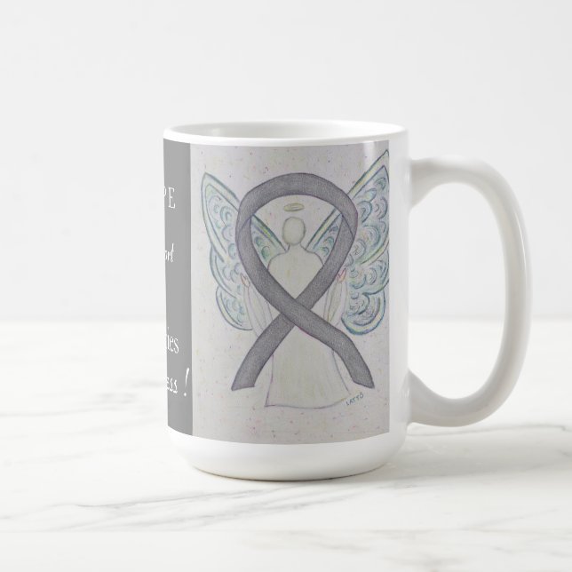 Brain Disabilities Awareness Ribbon Angel Mug (Right)