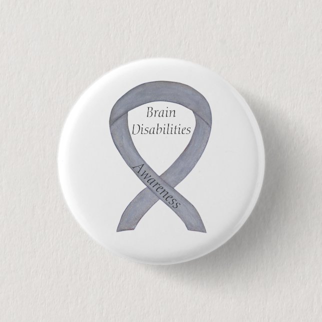Brain Disabilities Awareness Ribbon Custom Pin (Front)