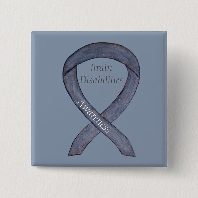 Brain Disabilities Awareness Ribbon Custom Pin (Front)