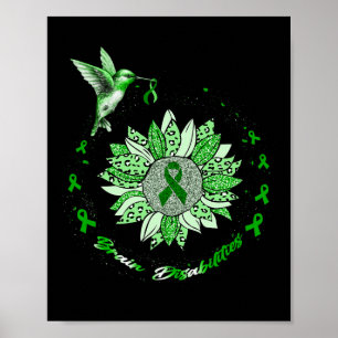 Brain Disabilities Awareness Sunflower Hummingbird Poster