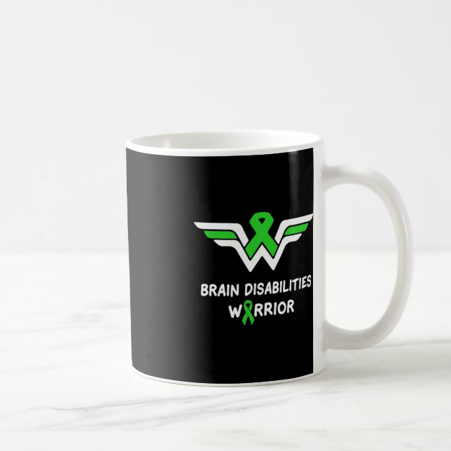 Brain Disabilities Awareness Warrior Green Ribbon  Coffee Mug (Right)