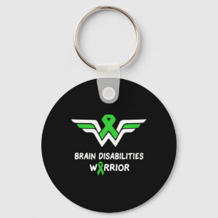 Brain Disabilities Awareness Warrior Green Ribbon Key Ring