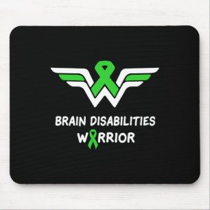 Brain Disabilities Awareness Warrior Green Ribbon  Mouse Pad