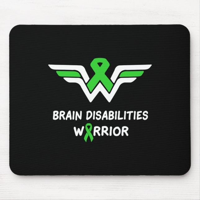 Brain Disabilities Awareness Warrior Green Ribbon  Mouse Pad (Front)