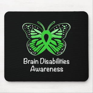 Brain Disabilities Awareness Warrior Support Green Mouse Pad