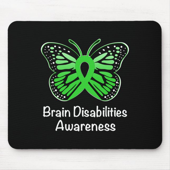 Brain Disabilities Awareness Warrior Support Green Mouse Pad (Front)