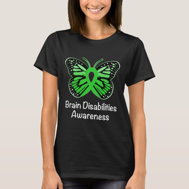 Brain Disabilities Awareness Warrior Support Green T-Shirt (Front)