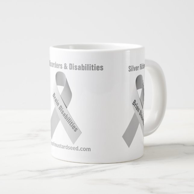 Brain Disorder Awareness Ribbon Large Coffee Mug (Front Right)