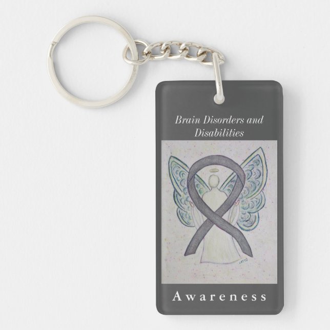 Brain Disorders and Disabilities Ribbon Keychain (Front)