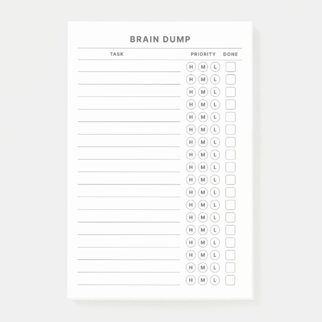 Brain Dump Get It Done Priority Organiser Post-it  Post-it Notes (Front)
