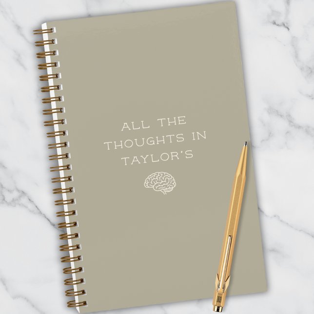 Brain Dump List Thoughts Personalized Simple Beige Notebook (Personalized for daily brain dumps. Clean, modern, and quietly funny.)