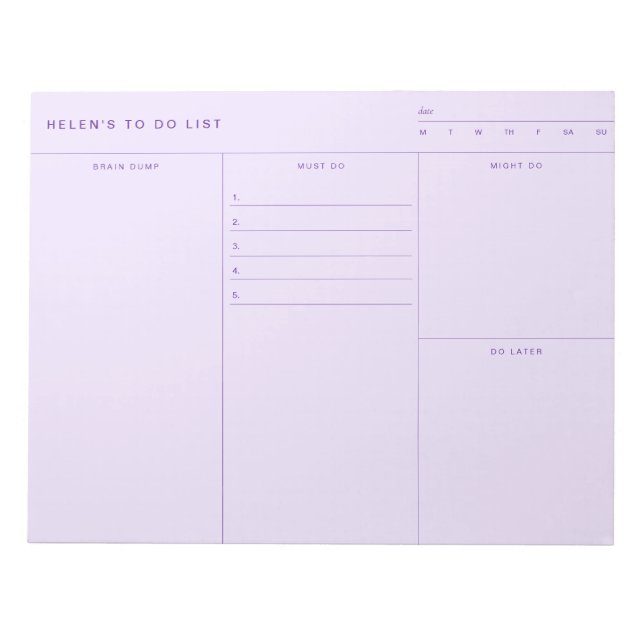 Brain Dump To Do List Notepad (Front)